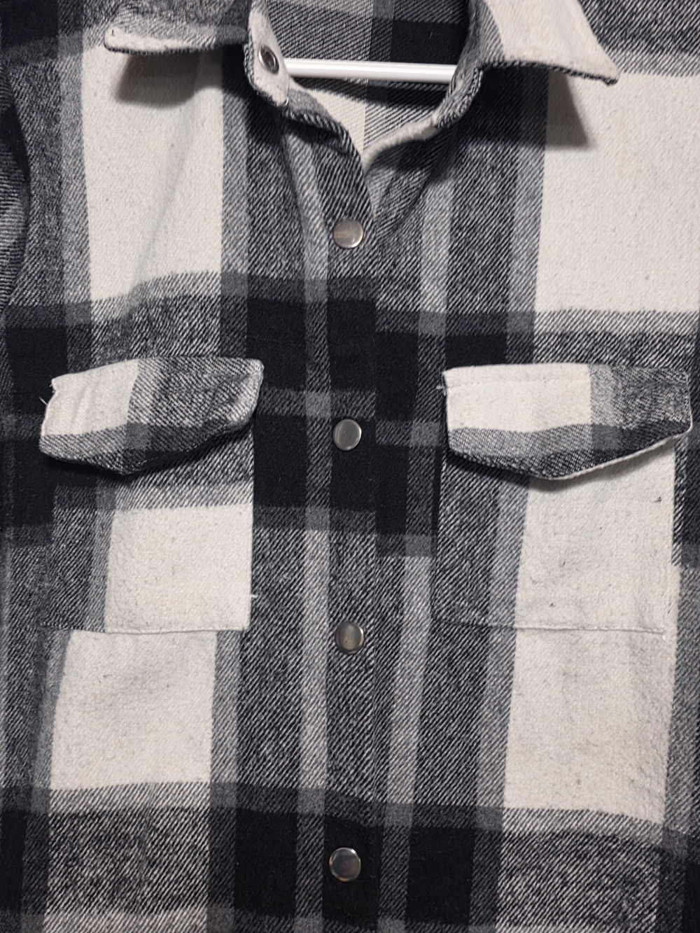 Alina's Exclusives Black & White Plaid Flannel Shacket - Size M - Picture 6 of 8